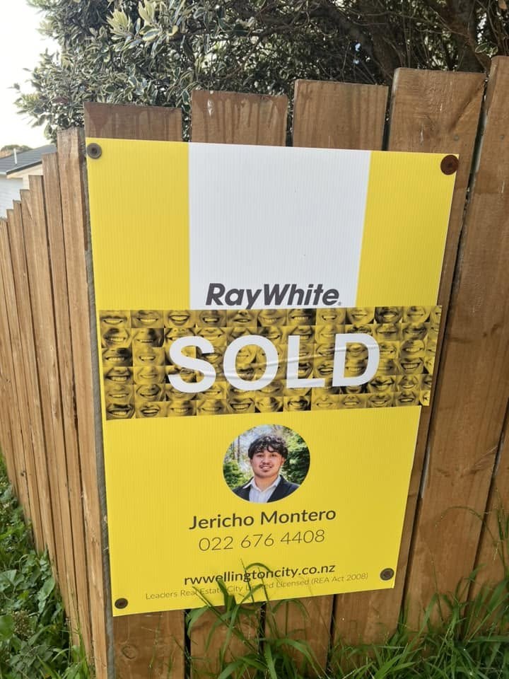 Jericho Montero, Ray White Karori sold sign